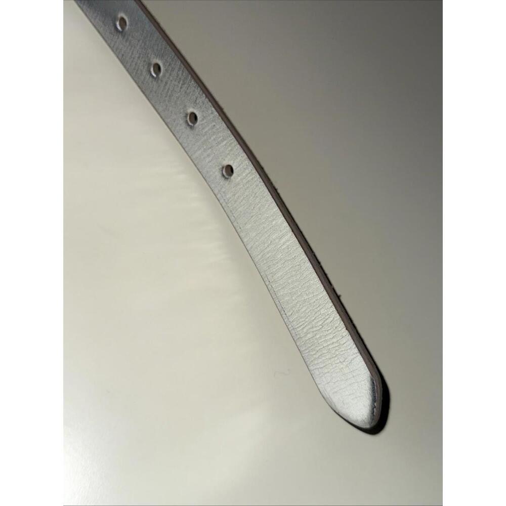 ALLSAINTS New Luna Metallic Leather Silver Western Skinny Womens Belt Size XL - Picture 4 of 11